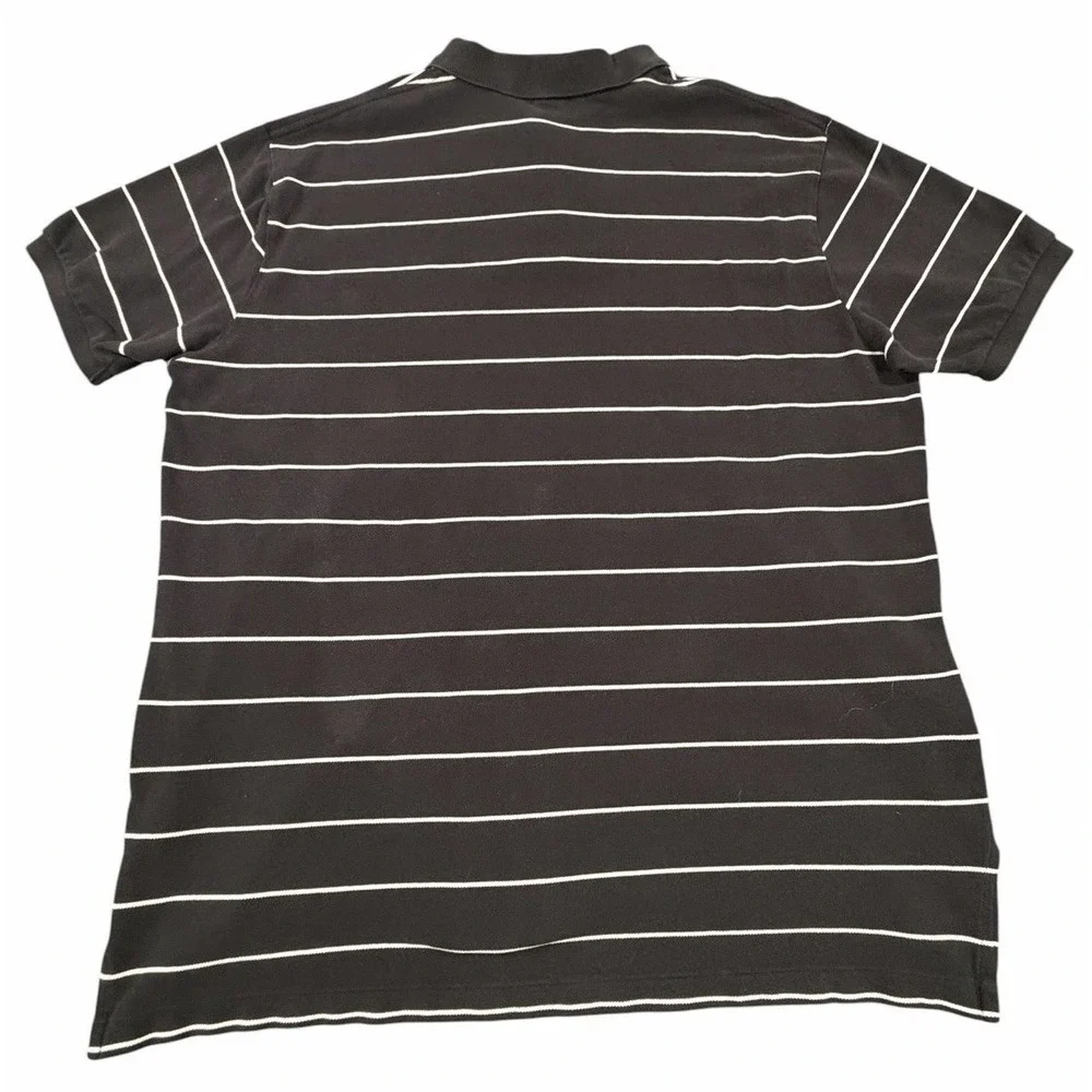 Vintage Polo by Ralph Lauren Men's XXL Black White Striped Cotton Polo Shirt
